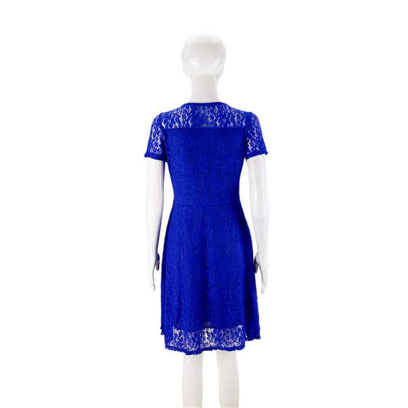 Round Neck Short Sleeve Lace Dress