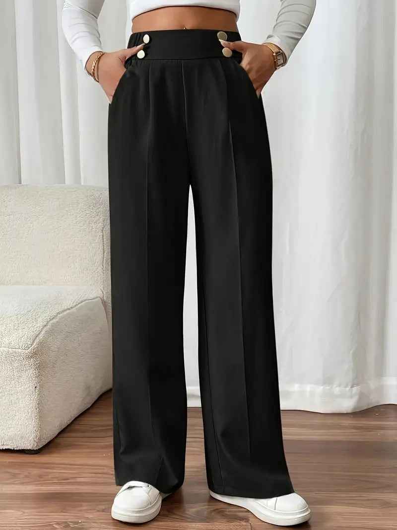 Straight-leg Pants Women's Special-interest Design Solid Color