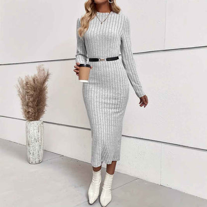 Autumn And Winter Knitted Jacquard Dress Slim Fit