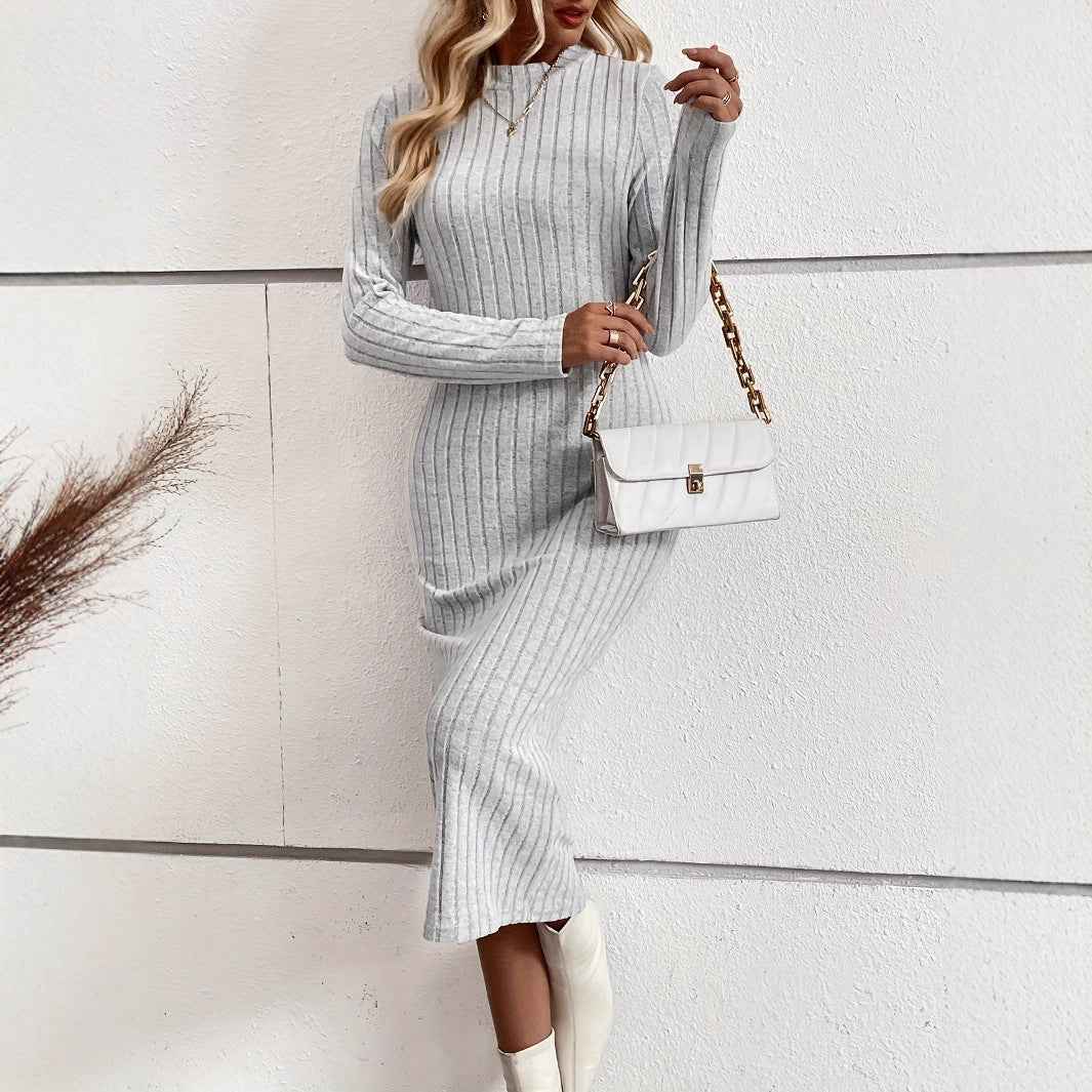 Autumn And Winter Knitted Jacquard Dress Slim Fit