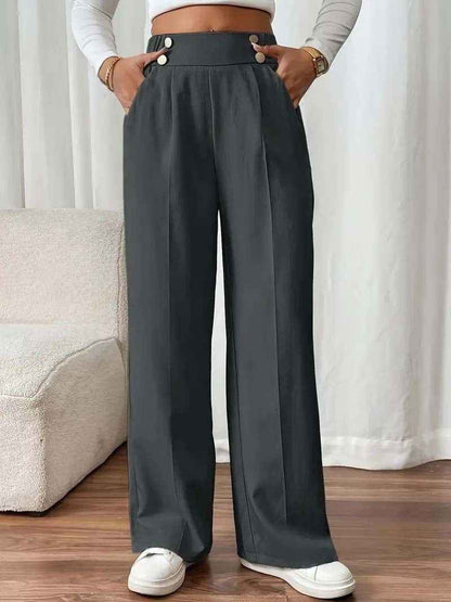 Straight-leg Pants Women's Special-interest Design Solid Color