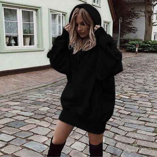 Women's hooded loose long sleeve thick sweater