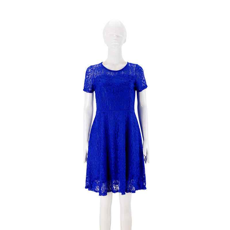 Round Neck Short Sleeve Lace Dress