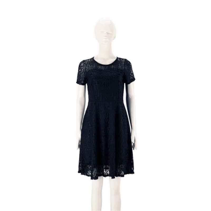 Round Neck Short Sleeve Lace Dress