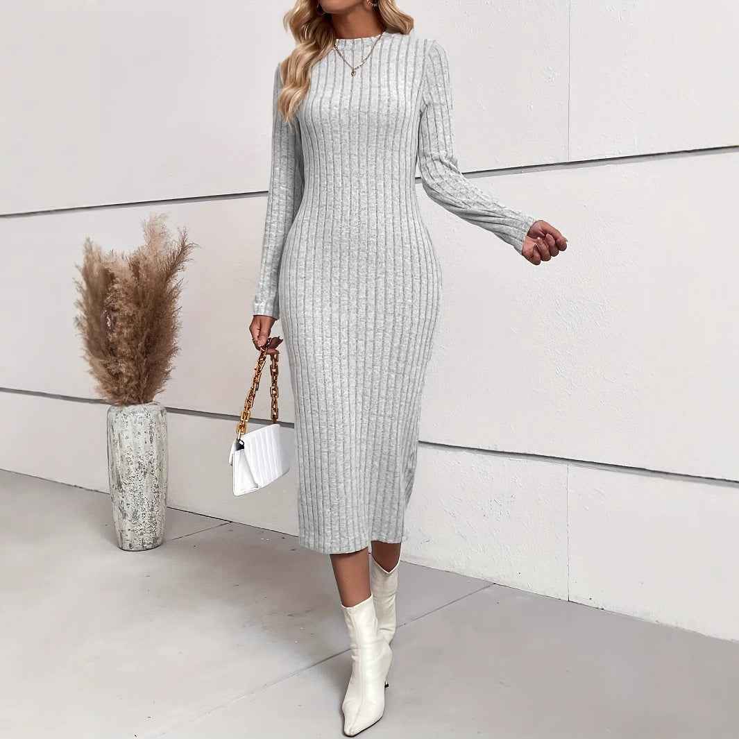 Autumn And Winter Knitted Jacquard Dress Slim Fit