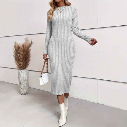 Autumn And Winter Knitted Jacquard Dress Slim Fit