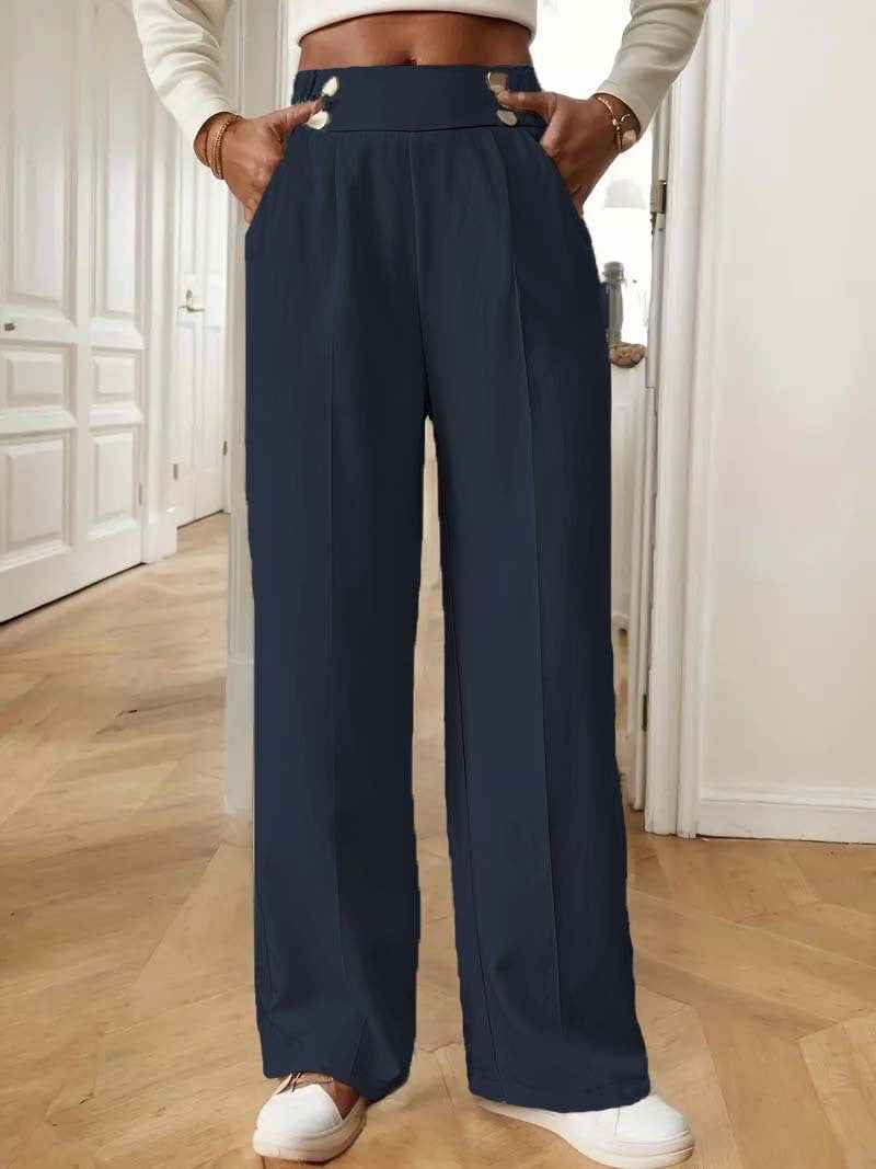 Straight-leg Pants Women's Special-interest Design Solid Color