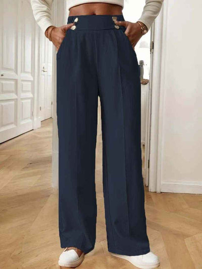 Straight-leg Pants Women's Special-interest Design Solid Color