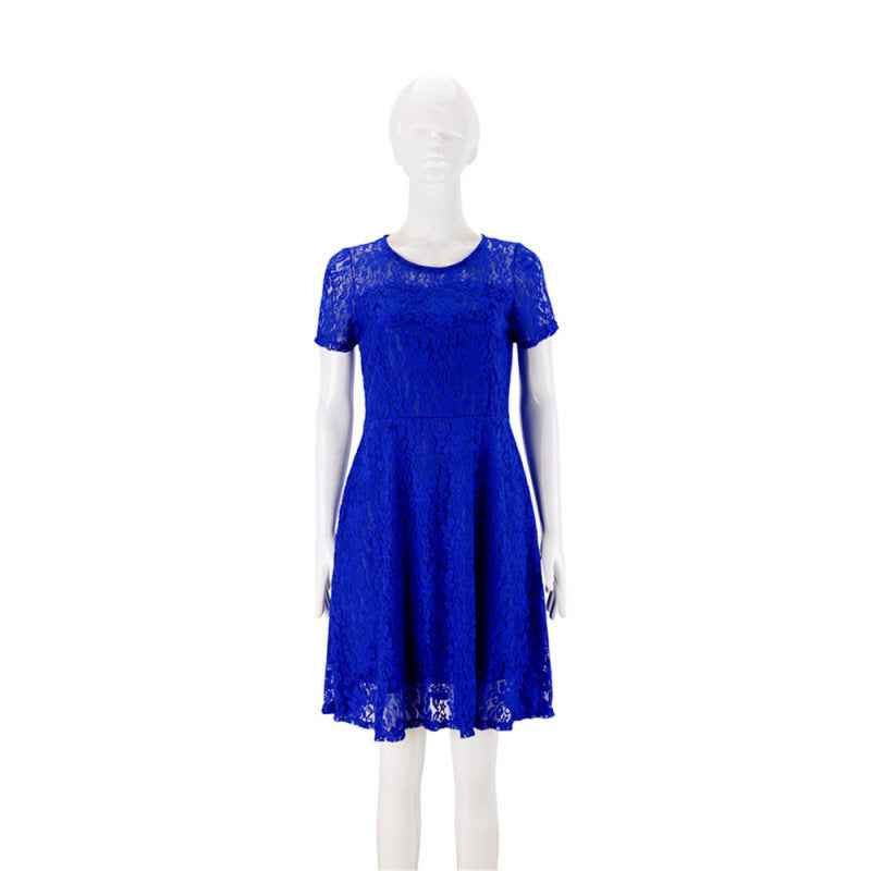Round Neck Short Sleeve Lace Dress