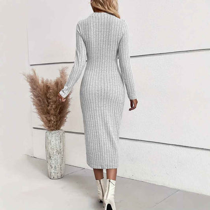 Autumn And Winter Knitted Jacquard Dress Slim Fit