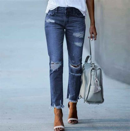 Women's Plus Size Ripped Jeans Trousers