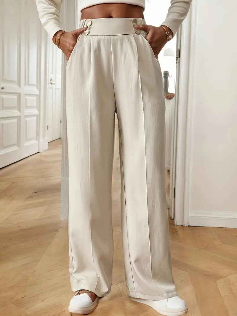 Straight-leg Pants Women's Special-interest Design Solid Color