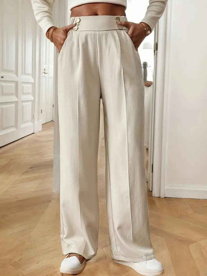 Straight-leg Pants Women's Special-interest Design Solid Color